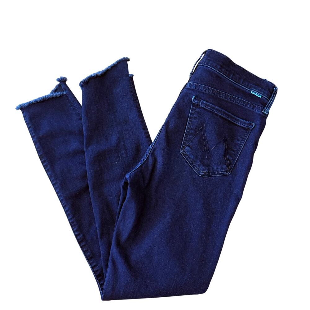 Mother Jeans Size 27 The Stunner Zip Two Step Fray Holding Hands Dark Wash